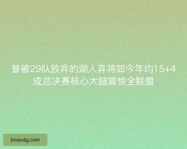 曾被29队放弃的湖人弃将如今年均15+4成总决赛核心大腿震惊全联盟